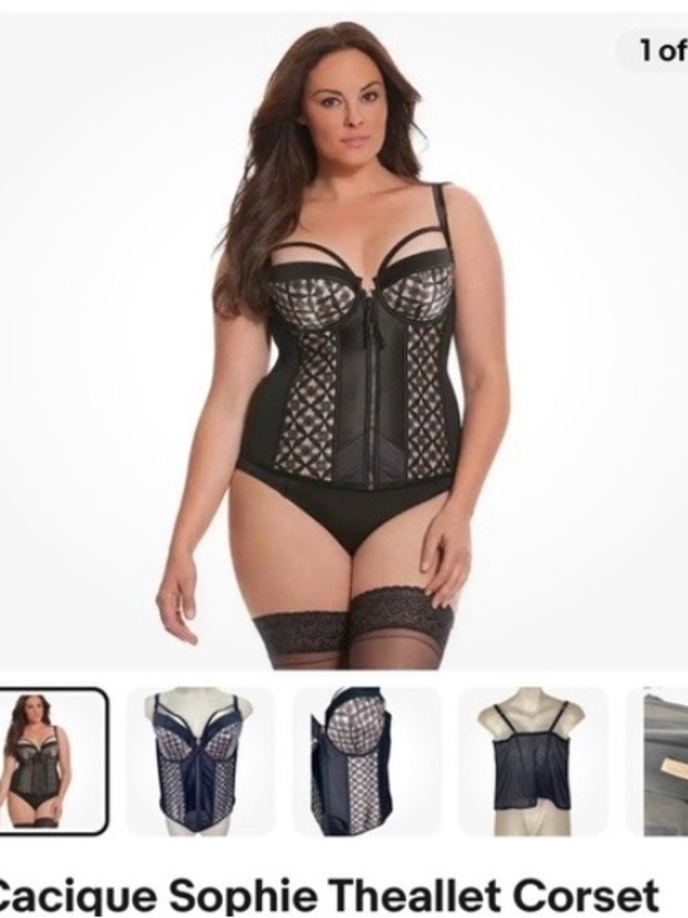 Cacique Black Sheer Lace Bustier Corset